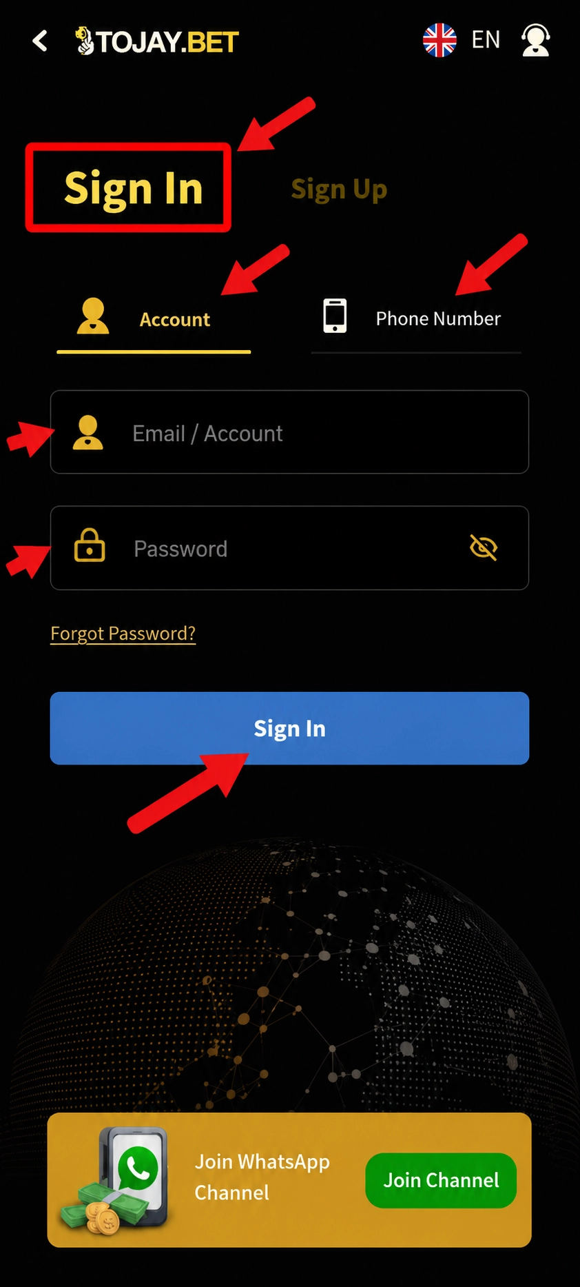 How to Sign in on the 2J Bet App?