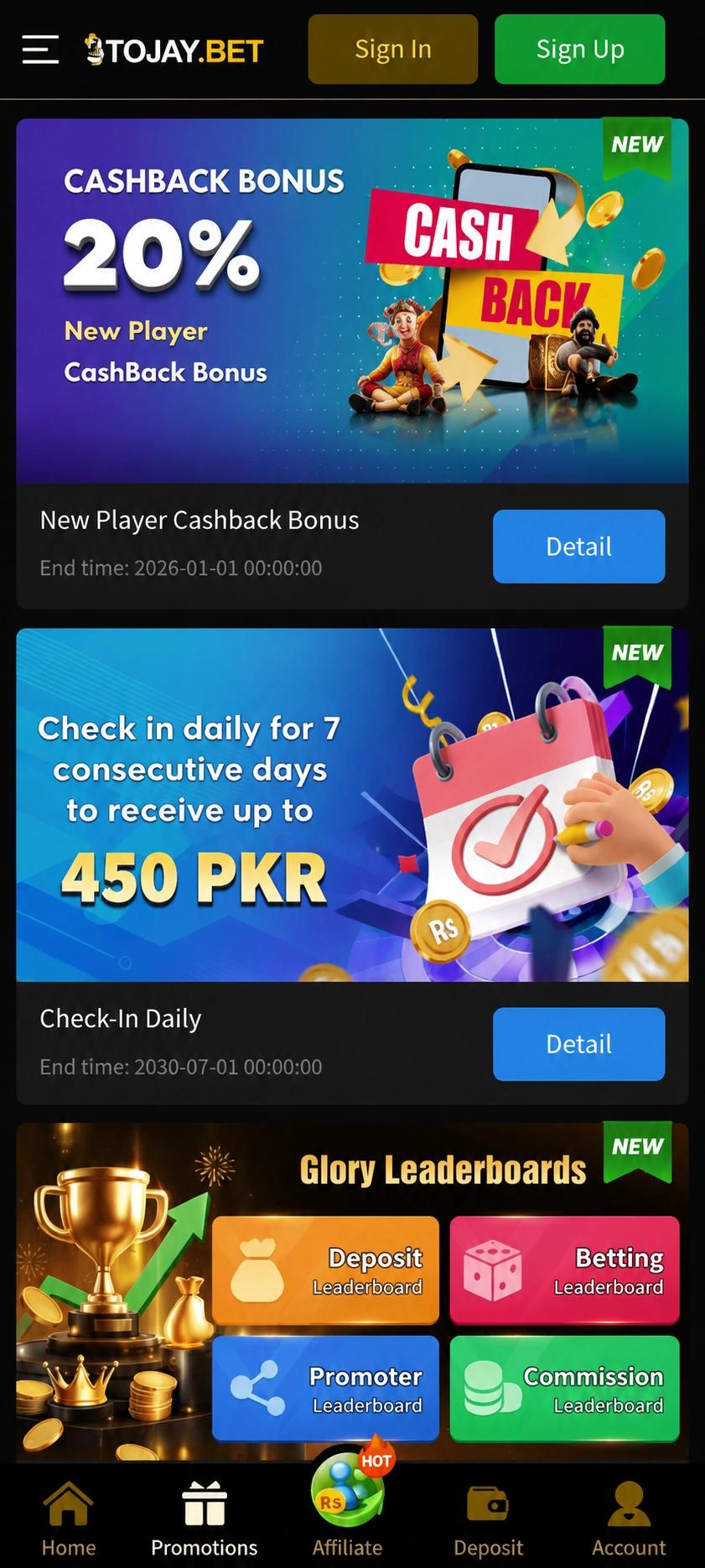 Promotions & Rewards offered by 2J Bet