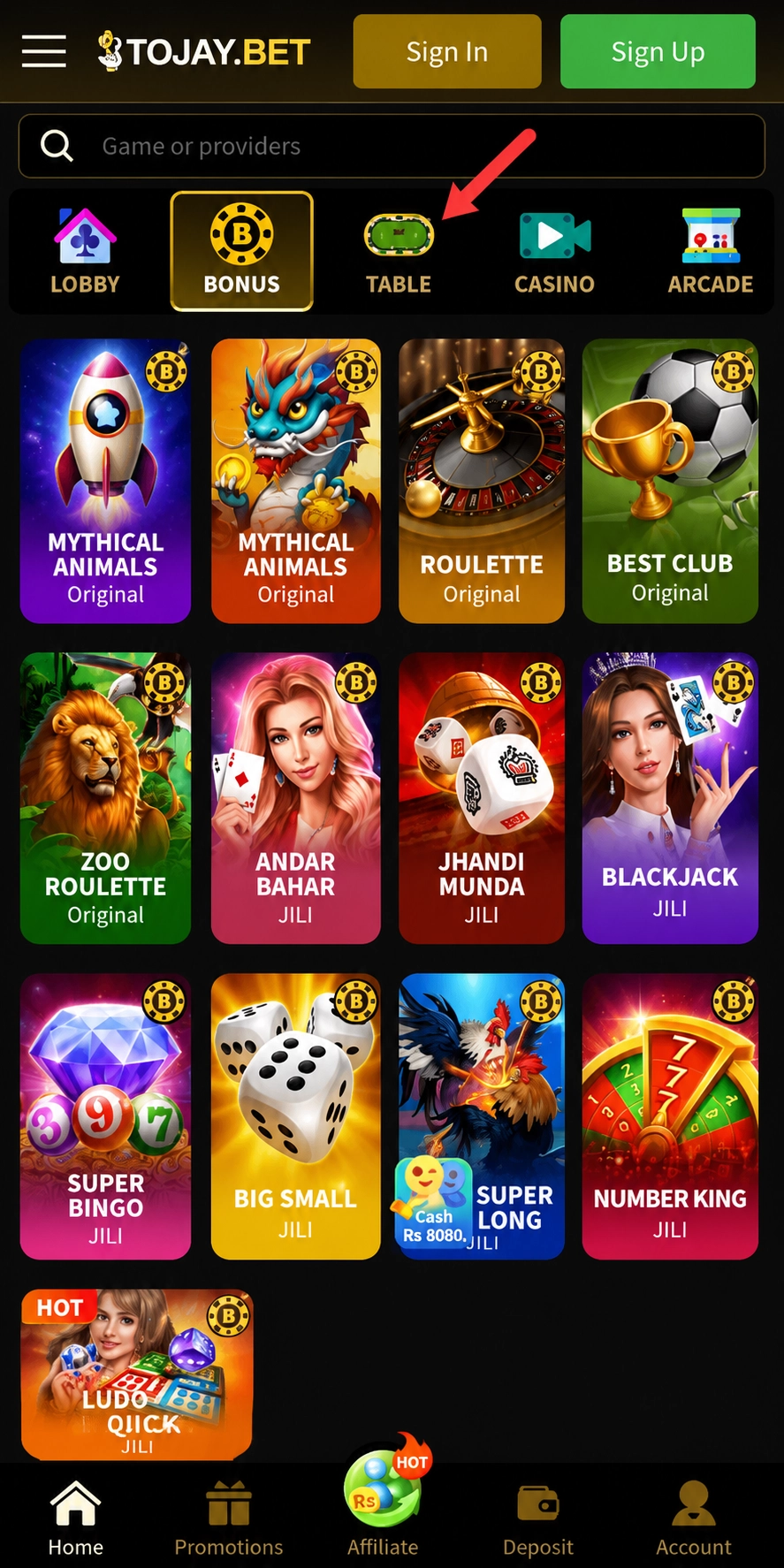Table Games – 2J Bet